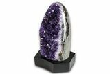 Deep Purple Amethyst Geode With Wood Base - Uruguay #368333-2